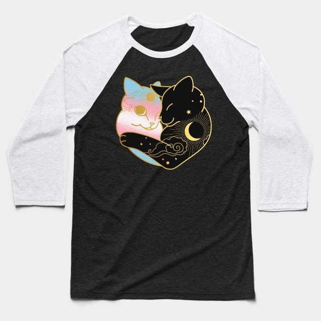 Transgender Celestial Cat Heart Baseball T-Shirt by Psitta